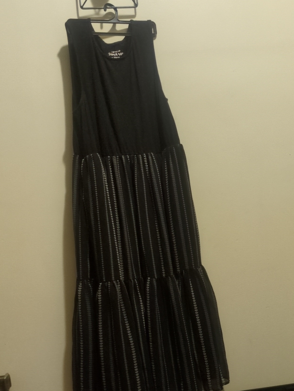 torrid Black Sleeveless Maxi Dress with Subtle Vertical Stripe Skirt